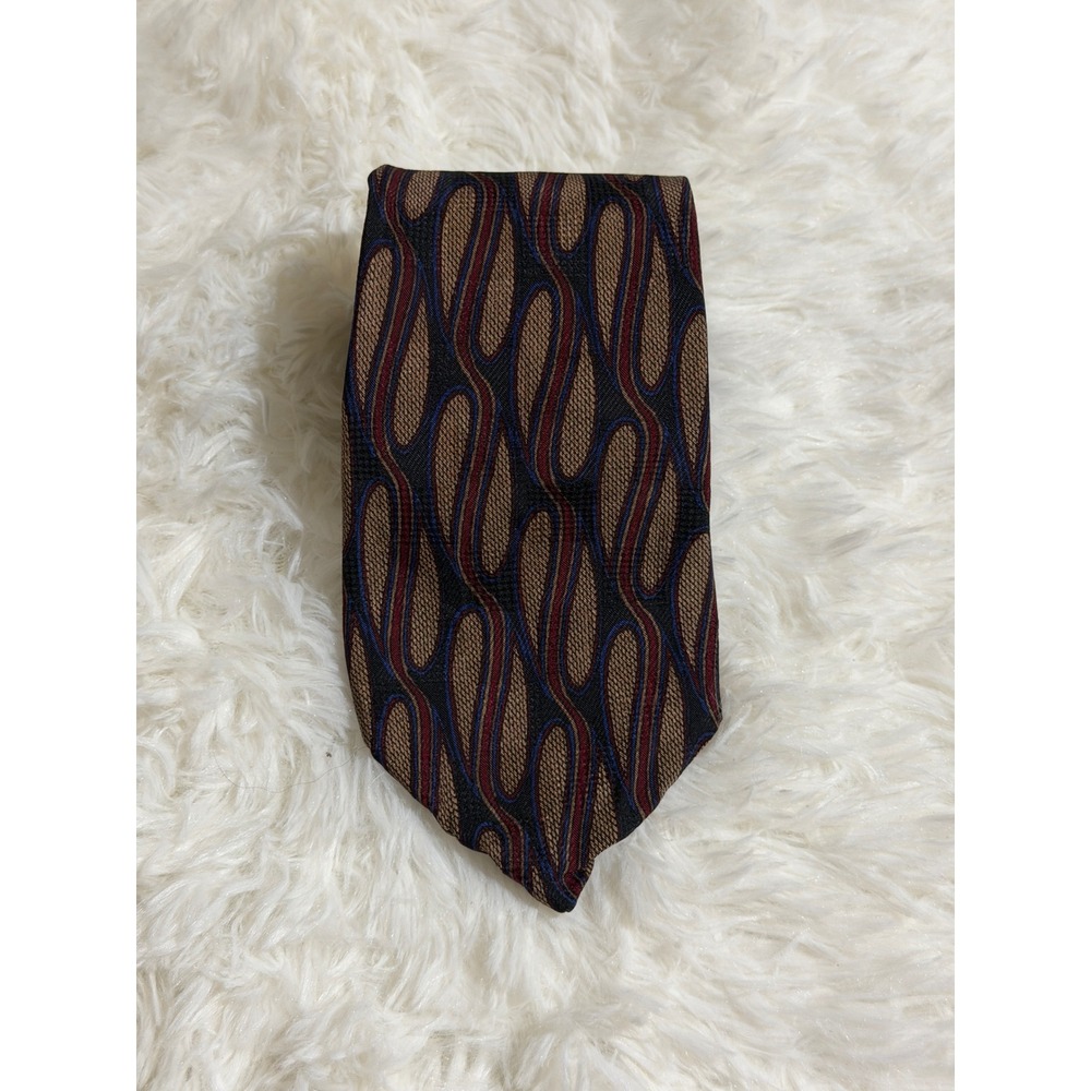 Ferrell Reed for Stocks Necktie Mens OS Brown Abstract Silk Handmade USA